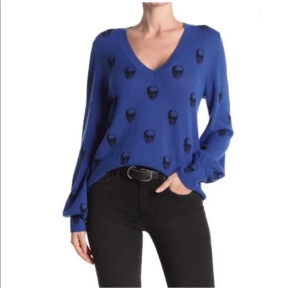 Skull cashmere blue skull sweater - Main Image